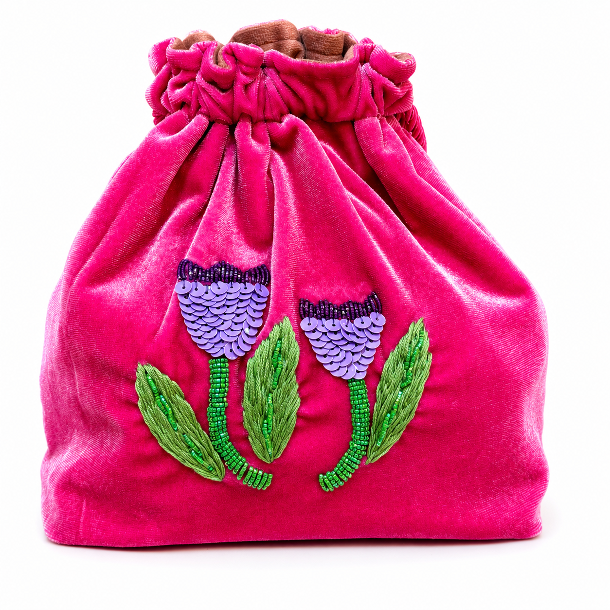 Cartera bordada fucsia