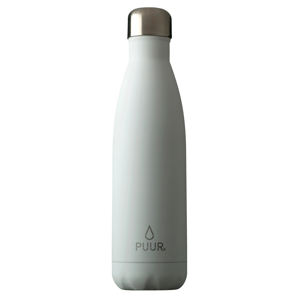 BOTELLA DE ACERO INOXIDABLE BLANCA ALBA MARCA PUUR