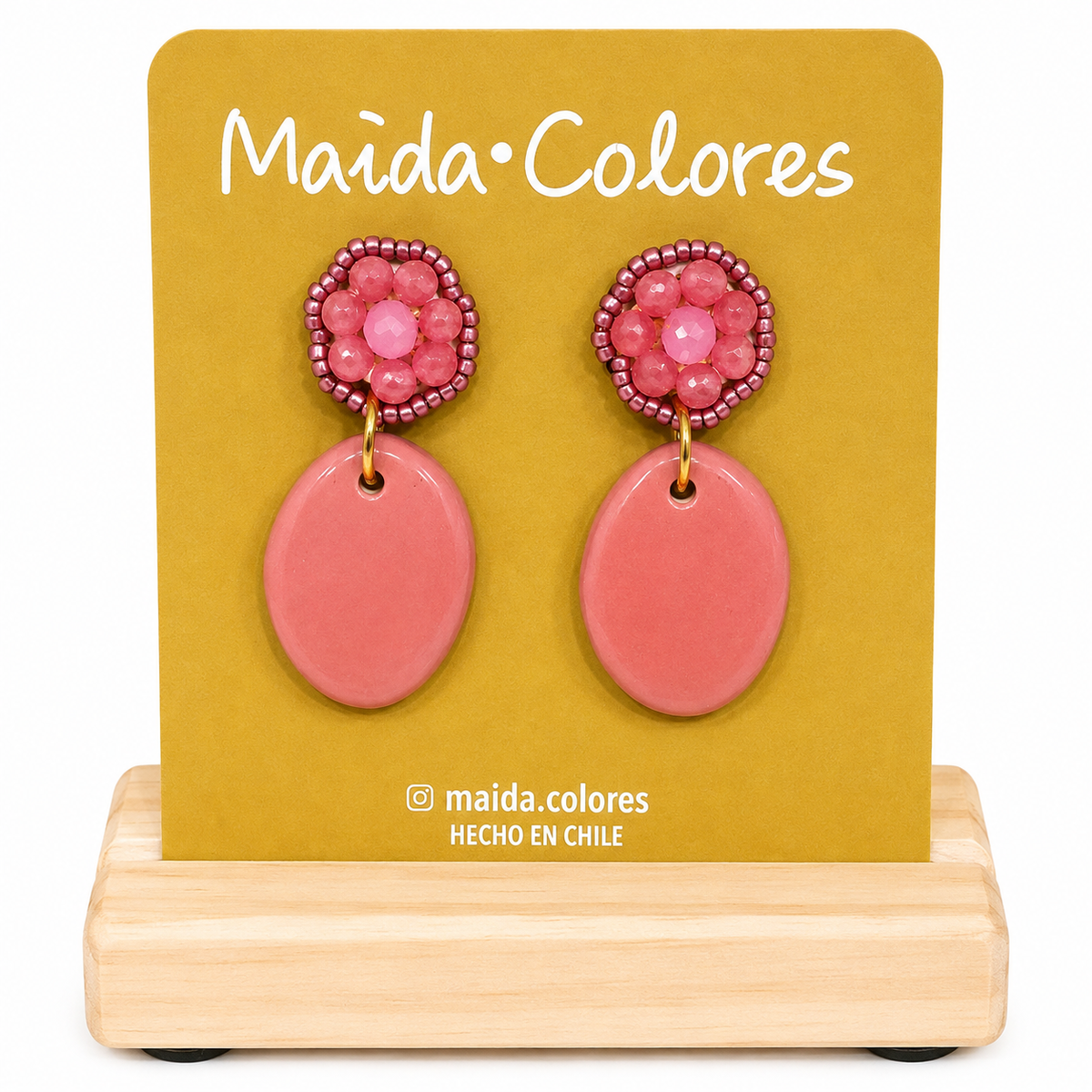 Aro ceramica dos piezas rosa