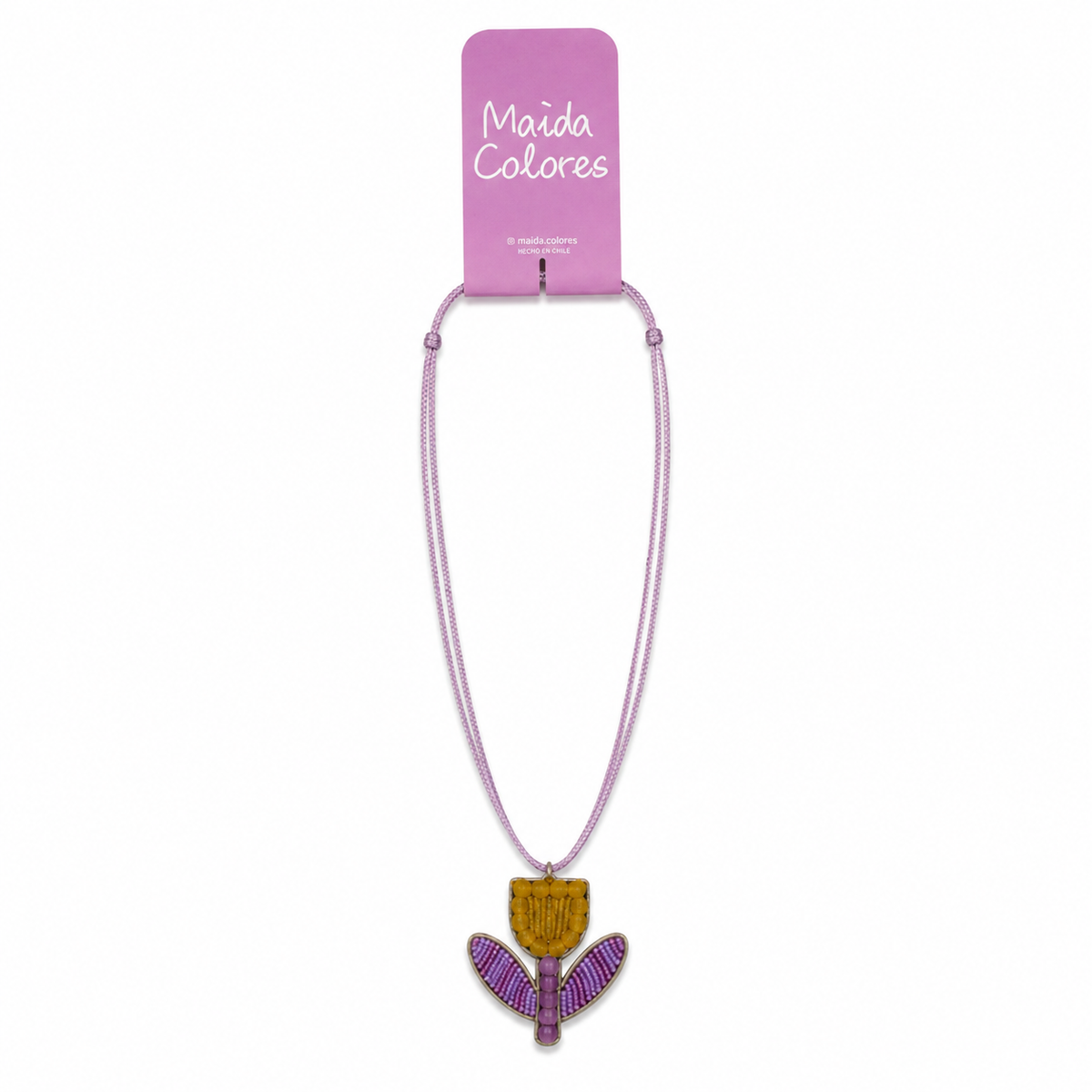 Collar bordado mostacillas lila