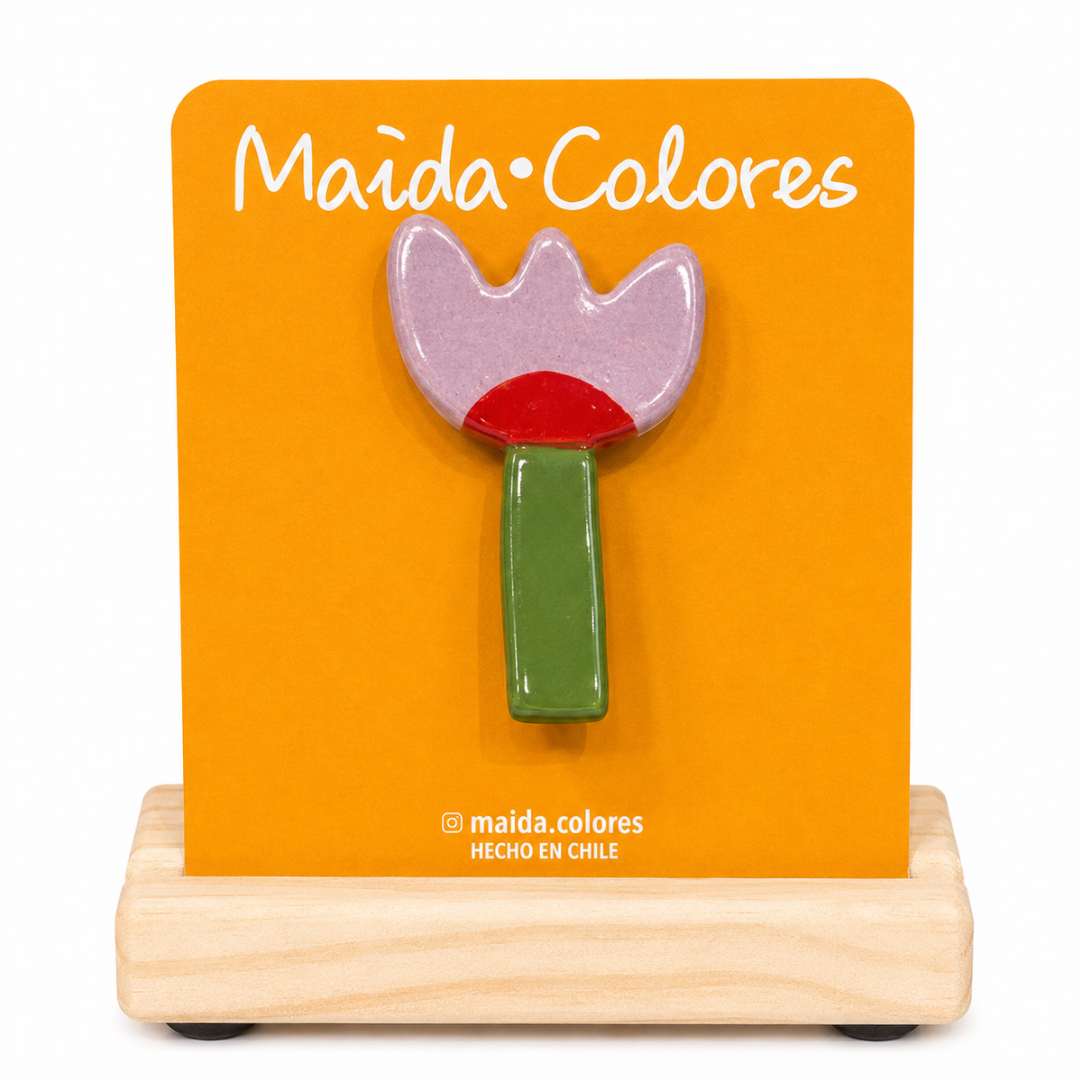 Prendedor verde-lila-rojo