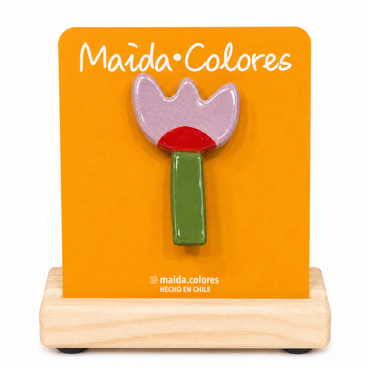 Prendedor verde-lila-rojo