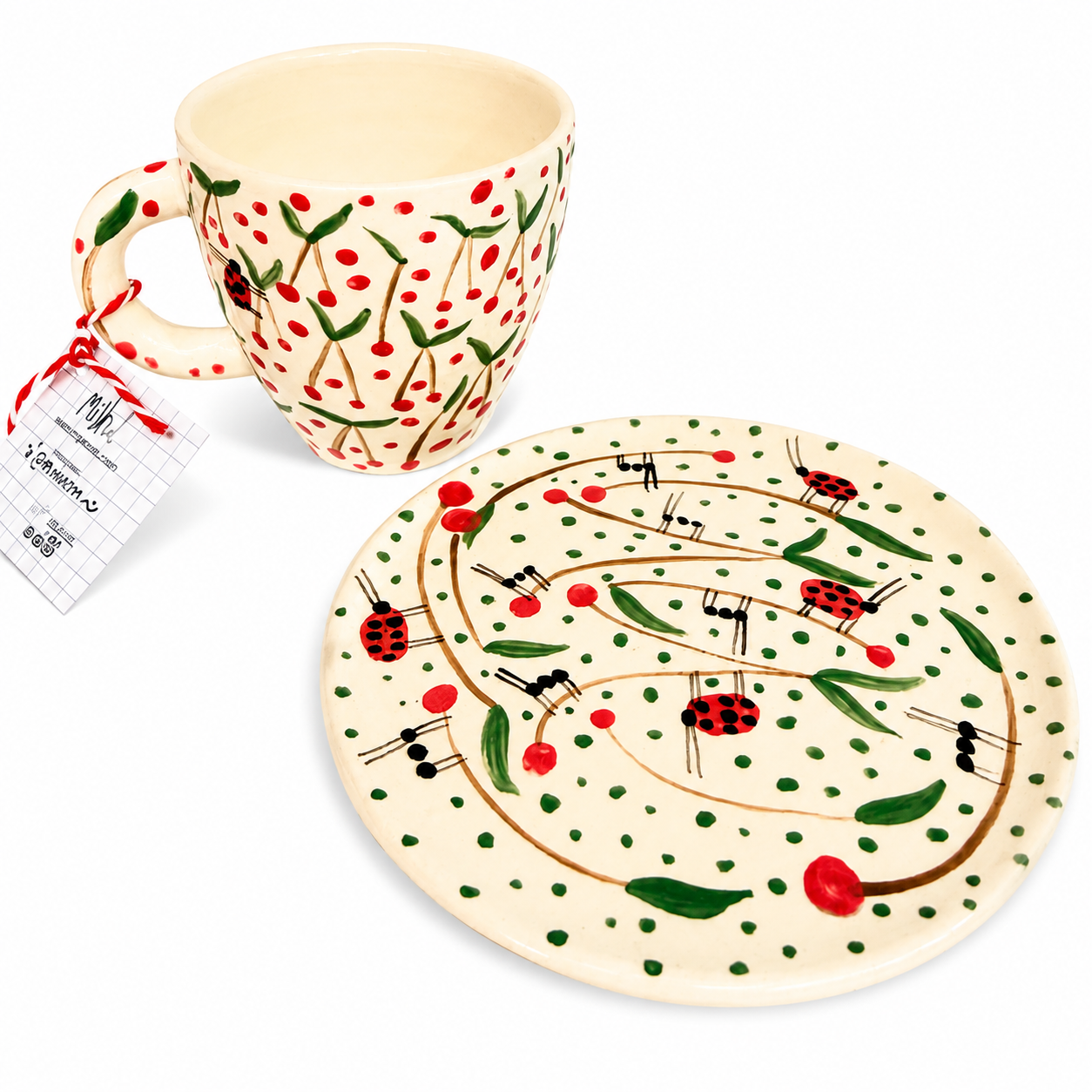 Set Taza + Plato Cerezas y Chinitas