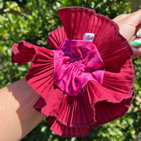 Scrunchie con vuelo Burdeo Print