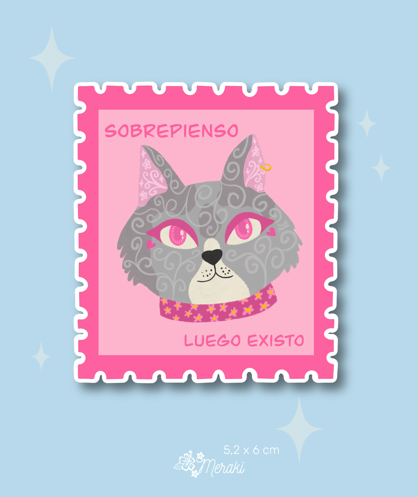 Sticker Vinilo - Estampilla Sobrepienso luego existo